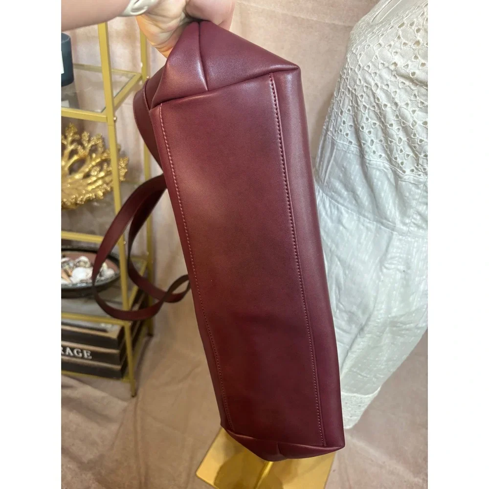 Karl Lagerfeld Paris Burgundy Bow Tote‎ Bag Faux Leather Large Shoulder Bag